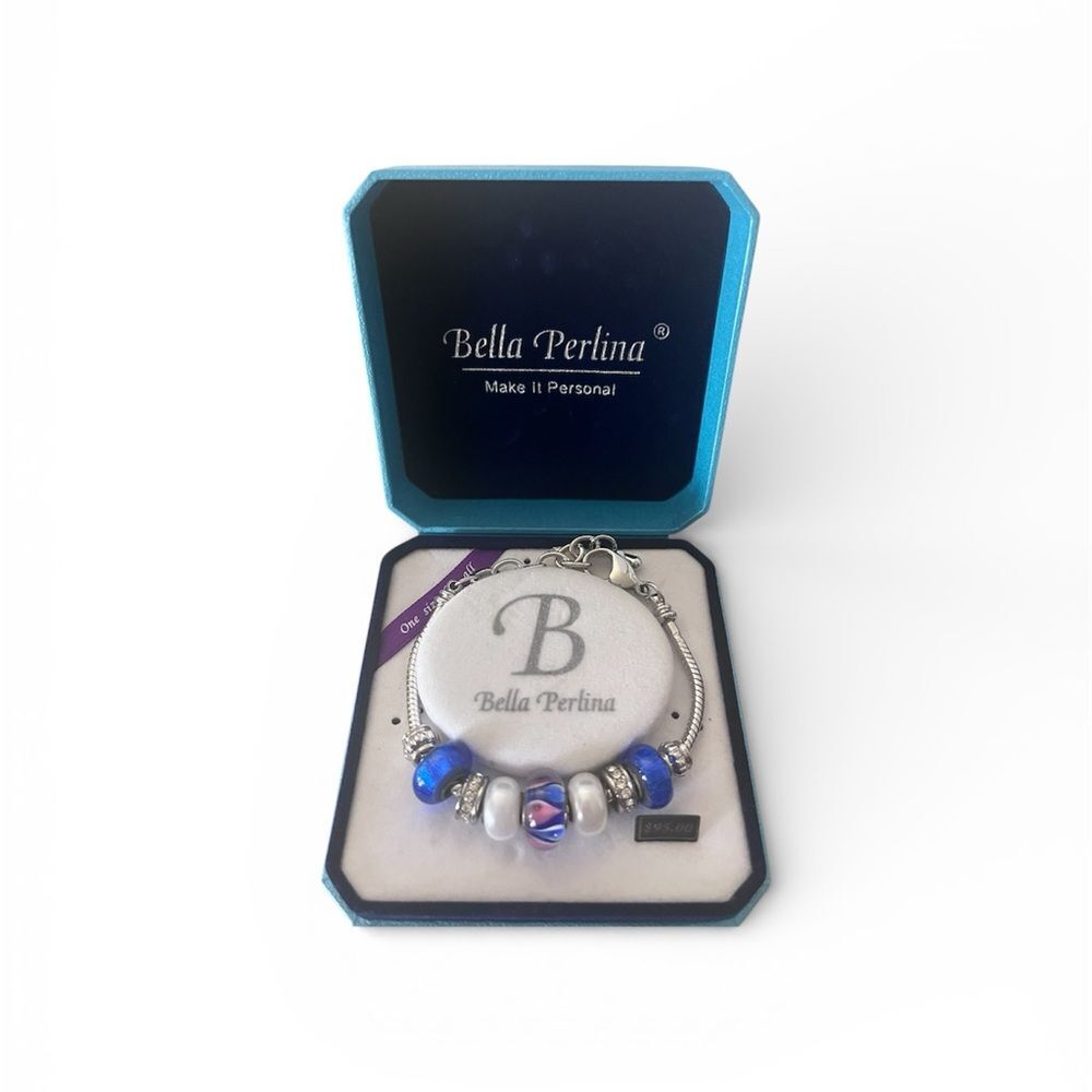 NWT Bella Perlina Vibrant Blue and Silver Bracelet Keepsake gift